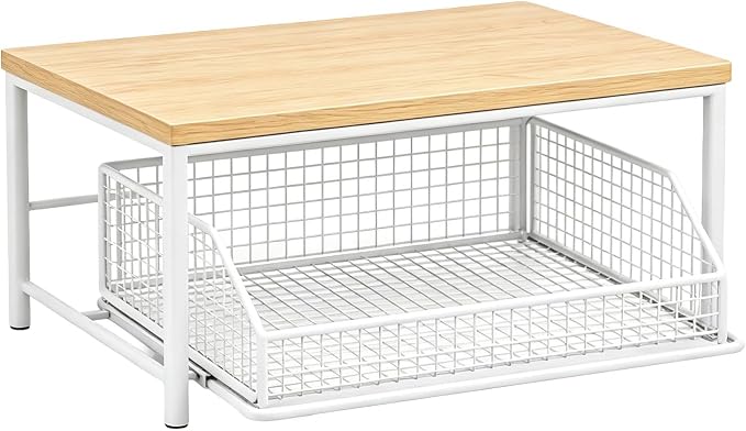 Sakerplus Coffee Pod Holder with Drawers (White) | Coffee Pod Organizer and Coffee Pod Storage for Countertop, Metal Basket Coffee Pod Drawer Organizer for Kitchen, Office