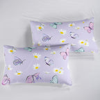 Butterfly Comforter Set for Kids Teens Girls Women,Daisy Kids Comforter,1 Comforter with 2 Pillowcase, Microfiber 3 Piece Bedding Set,for All Seasons(Purple，Twin Size)