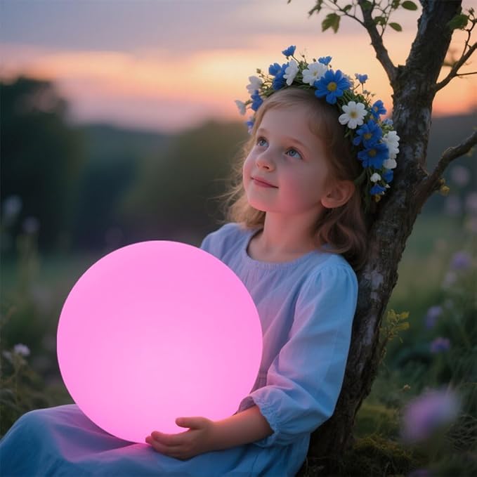 10 In LED Globe Light w/Remote, 16 RGB Colors 4 Modes & 8 Dimmable Brightness LED Ball Light Sphere Lamp, Rechargeable Orb Night Light Waterproof Outdoor Globe Lamp for Home/Yard/Lawn/Party/Pool Decor