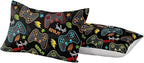 Kids Gaming Bedding Sets, 6 Piece Gamer Comforter Sets for Teens Boys Full Size for Bedroom Comforter Set Adult 3D Gamepad Microfiber Bedding Sets Fits All Season (Full Comforters Set)