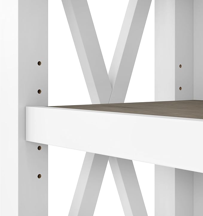 Bush Furniture BSH24470221 Key West 5-Shelf 66-Inch H Bookcase, Shiplap Gray/Pure White