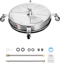 VEVOR 18" Pressure Washer Surface Cleaner, Stainless Steel Pressure Washer Attachments with 4 Wheels, 4000 Max PSI, 1/4 Quick Connector, 2 Spray Nozzles, 2 Extended Wands for Concrete, Patio, Deck