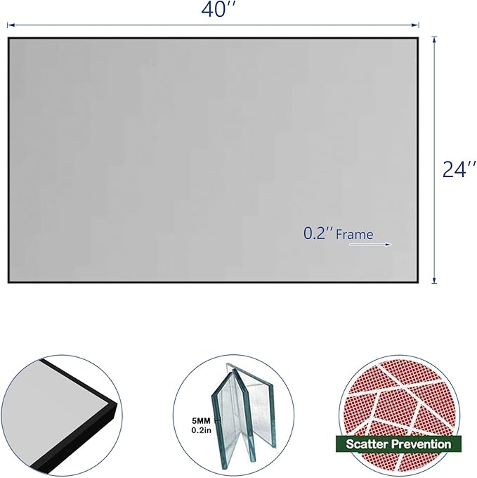 Bathroom Wall Mirror, Decorate Bathroom Mirrors for Wall, Rectangle Modern Bathroom Wall Mounted Mirror Vertical or Horizontal Hanging for Living Room (Black Framed 40’’ x 24’’)