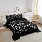 Feelyou Kids Vintage Bible Verse Comforter Set Christian Bible Verse Jeremiah Comforter Set for Boys Children Teens Bedroom Decor Modern Comforter Black Duvet Set King Size with 2 Pillow Case
