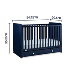 Delta Children babyGap Graham 4-in-1 Convertible Crib with Storage Drawer + Brannan Bear Bookcase with Bins + Brannan Bear Wall Shelf with 4 Hooks, Navy/Light Blue (Bundle)