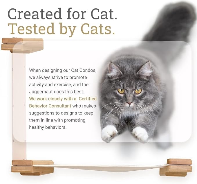Catastrophic Creations Cat Perch, Mounting Wall Cat Shelves, Strong & Sturdy Onyx Bamboo Wood Cat Tree Floating Shelf, Lounger Cat Shelf, Cat Furniture for Indoor Cats, 18”