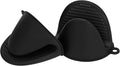 tifanso Silicone Oven Mitts Pot Holders Sets for Kitchen Heat Resistant Small Kitchen Mittens Rubber Air Fryer Mitts Mini Pot Pinch Grip for Cooking and Baking 1 Pair (Black)