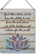 Qious Inspirational Gift Signs Just Like a Lotus We Too Have the Ability to Rise Wooden Hanging Sign Rustic Wall Art Home Decoration 10 x 8 Inches…