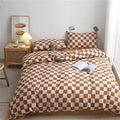 Wellboo Light Brown Plaid Comforter Sets California King Women Men Cream Coffee and White Checkerboard Grid Bedding Comforters Cal King Cotton Boys Girls Modern Light Taupe Checkered Geometric Quilts