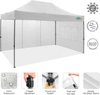 COBIZI 10x15 Pop up Canopy Tent 10x15 Canopy with 4 Sidewalls Waterproof Heavy Duty Commercial Canopy Tent for Parties Outdoor Tent Garden Gazebo Tent, Carry Bag(10x15ft, White)
