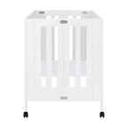 Babyletto Maki Full-Size 2-in-1 Portable Folding Crib with Toddler Bed Conversion Kit in White, Greenguard Gold Certified