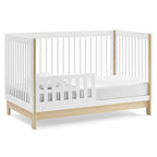 Delta Children babyGap Tate 4-in-1 Convertible Crib + Brannan Bear Bookcase with Bins + Brannan Bear Wall Shelf with 4 Hooks, Bianca White/Natural (Bundle)