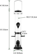 Bird Feeder Premium Hard Plastic for Wild Bird Feeders for Outdoors,Tube Bird Feeders for Outdoors Hanging,14 Inch 6 Port Black,Pack of 1