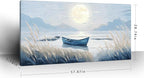 Oversized Large Living Room Wall Art, Blue Wall Decor for Bedroom, Modern Nautical Ocean Beach Seascape Nature Picture Sailboat Moon Lake Mountain Canvas Print Relaxing Serene Coastal Rustic Artwork