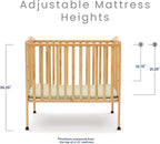 Delta Children Folding Portable Mini Baby Crib with 1.5-inch Mattress - Greenguard Gold Certified, Natural