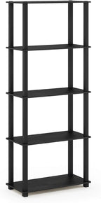 Furinno Turn-N-Tube 5-Tier Multipurpose Shelf / Display Rack / Storage Shelf / Bookshelf, Square Tubes, Americano/Black