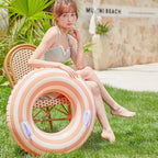 2 PCS Striped Pool Floats for Adults Swimming Rings Tube with Handles -Inflatable Pool Float Tube for Adults Pool Floats for The Beach, Party, Vacation