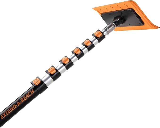 5-30 ft Telescoping Snow Roof Rake // High Reach Solar Panel Snow Removal Tool for Roofs, RVs & Cars // Heavy Duty Snow Rake for House Roof // 13.6" Scratch-Free Soft Foam Blade // Push Pull Design