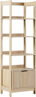Walker Edison Modern Narrow Open Bookshelf Bottom, 22 Inch, One-Drawer Coastal Oak
