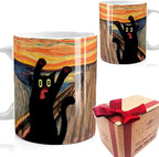 Famous Art Paintings Funny Cat Coffee Mug for Artist Art Lover Teacher Cat Lovers, Famous Picture Classic Vincent Aesthetic Canvas Mug Birthday Gift for Women Man (The Scream)
