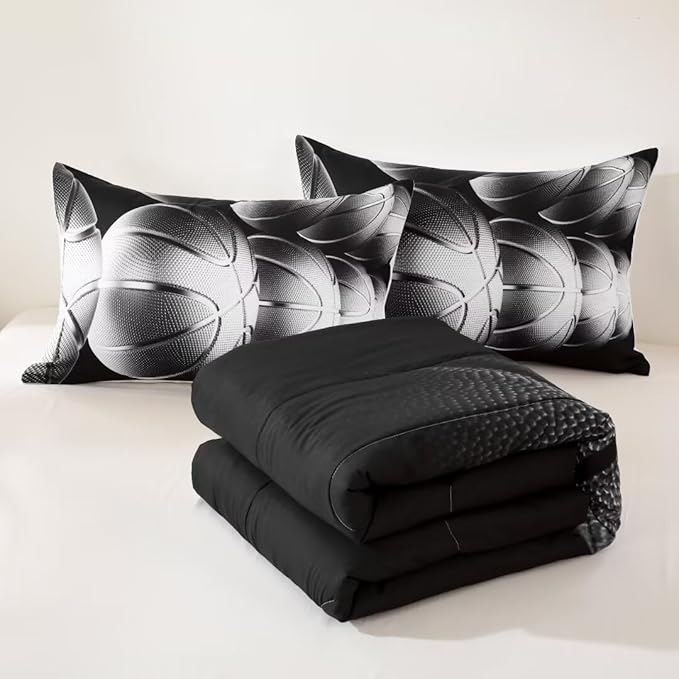 Basketball Comforter Set Twin Size for Boys Kids Teens All Season Sports Theme Basketball Bedding Sets Teenage Bed Bedrooom Set 3 Pieces with Pillowcases,