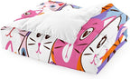 Cartoon Cat Bedding Set - 2Pcs Cute Cat Comforter Set for Bedroom Kids Boys Girls Cat Bedding Decor for All-Season Colorful Kitten Pattern Lovely Animal 1 Cat Comforter with 1 Pillowcase, Twin Size