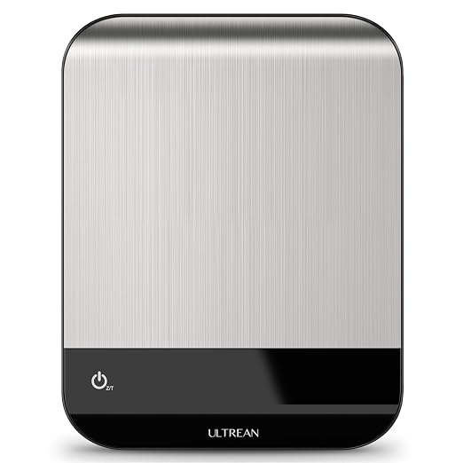 Ultrean Food Scale, Digital Kitchen Scale with LED Display, Weight Grams and Ounces for Baking Cooking, 6 Units with Tare Function, 304 Stainless Steel, 11lb (Batteries Included)
