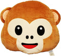 EvZ Official Certified Monkey Emoji Pillow - 32cm Large Soft Plush See-No-Evil Ape Emoticon Cushion - Cute Animal Decorative Stuffed Toy for Kids, Jungle Theme Decor & Funny Gift (Brown)