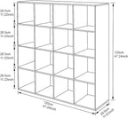 PACHIRA E-Commerce US Toy Storage Shelf, 16-Cube White Wooden Storage Organizer Bookcase Fits 11“x11”x11“ Storage Bin, Bookshelf System Display Compartments, Sturdy Room Cube