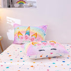 NTBED Unicorn Full Comforter Set with Sheets,5 Pieces Kids Bedding Sets for Girls, Lightweight Microfiber Star Floral Bed in a Bag, Rainbow