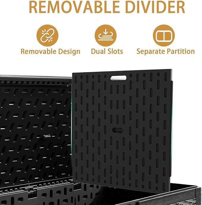 KUIKUI 288 Gallon Waterproof Deck Box, Outdoor Storage Box Waterproof Lockable with Divider and Lifter Prevent Water Seeping into from Floor for Patio Cushions