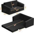 Extra Wide 2 Seater Kids Couch, 2-in-1 Toddler Chairs for Boys & Girls, Kids Sofa with Storage, Comfortable Mini Couch for Kids, Fun Kids Lounge Chair, Toddler Furniture,Children's Gifts(Black)