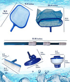 FibroPool Above Ground Swimming Pool Maintenance Kit - Telescoping Pole, Leaf Rake, Vacuum, Brush, Floating Chlorinator, Leaf Net and Test Strips