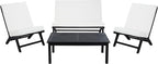 SAFAVIEH Outdoor Collection PAT7044 Conversation Set, Black/Beige