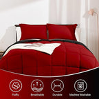 Basic Beyond Twin Comforter Set for Girls and Boys - Fluffy Twin Bed Comforter Set for All Seasons - Reversible Kids Twin Comforter Set - 2 Pieces (1 Comforter + 1 Pillow Sham) - Red/Black