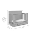 STORKCRAFT Homestead 5-in-1 Convertible Crib with Drawer (Pebble Gray) – GREENGUARD Gold Certified, Crib with Drawer Combo, includes Nursery Storage Drawer, Converts to Toddler Bed and Full-Size Bed
