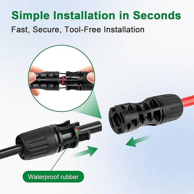 XRDS -RF Solar Extension Cable 8AWG, 50FT Red & Black Solar Panel Wire with Solar Connectors, PV Wire with Disconnect Wrenches & Extra Male/Female Connectors for RV, Camper, Inverter, Off-Grid System