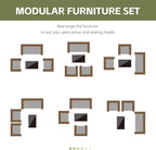 Patio Furniture Set 4 Pieces Conversation Sets Outdoor Wicker Rattan Chairs Garden Backyard Balcony Porch Poolside Loveseat with Soft Cushion and Tempered Glass Table(Brown/Grey)