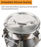 Stainless Steel Milk Can, 12L/3.16 Gallon Heavy Duty Airtight Storage Canister Milk Bucket with Lid, Embedded Silicone Milk Jug Wine Pail Water Cereals Bucket with Three Latches and Two Handles
