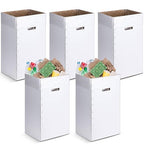 Tioncy 5 Pcs Cardboard Trash Cans Disposable and Reusable Corrugated Cardboard Trash Cans Recycling Bins Bulk with 10 Garbage Bags White Garbage Boxes for Parties Events(30 Gallon)