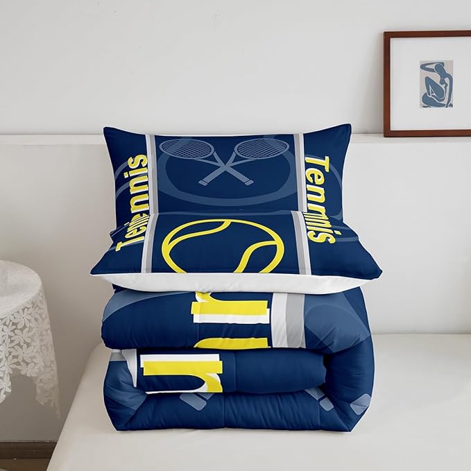 Feelyou Kids Tennis Comforter Set King Size Tennis Sports Bedding Set for Boys Girls Teens Bedroom Decor Tennis Gaming Comforter Women Men Tennis Lovers Duvet Set with 2 Pillow Case