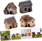 Fairy Garden Mini House Accessories, Miniature Village Hut Figurine Cottage, DIY Micro Landscape Decor Ornaments for Bonsai, Succulent Planting (A)