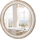 Round Bathroom Mirror for Vanity-Distressed Wood Circle Mirror, Farmhouse Entryway Mirror and Decorative Wall Mirrors for Living Room
