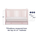 GAP babyGap Graham 4-in-1 Convertible Crib with Storage Drawer - Greenguard Gold Certified, Blush Pink/Dark Pink