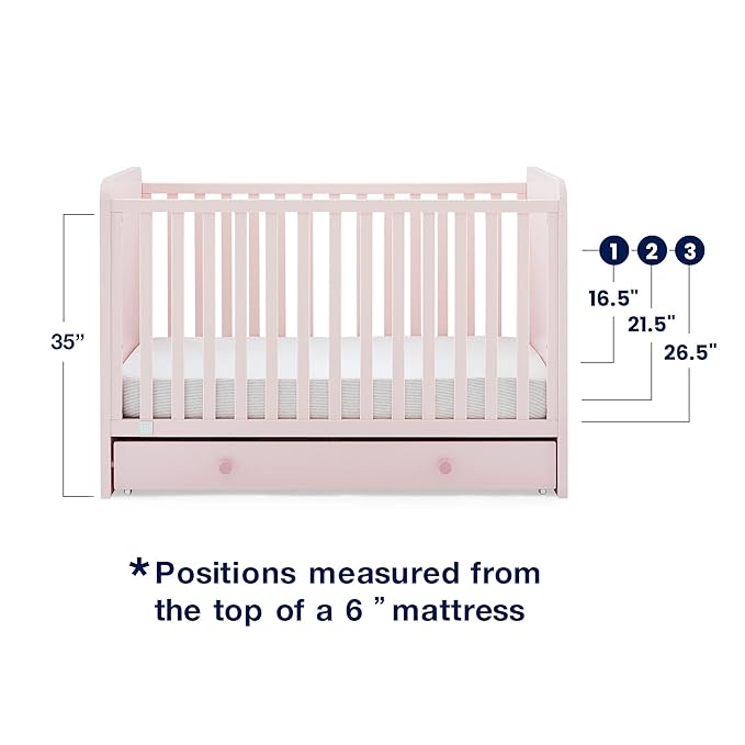 Delta Children babyGap Graham 4-in-1 Convertible Crib with Storage Drawer + Brannan Bear Bookcase with Bins + Brannan Bear Wall Shelf with 4 Hooks, Blush Pink/Dark Pink (Bundle)