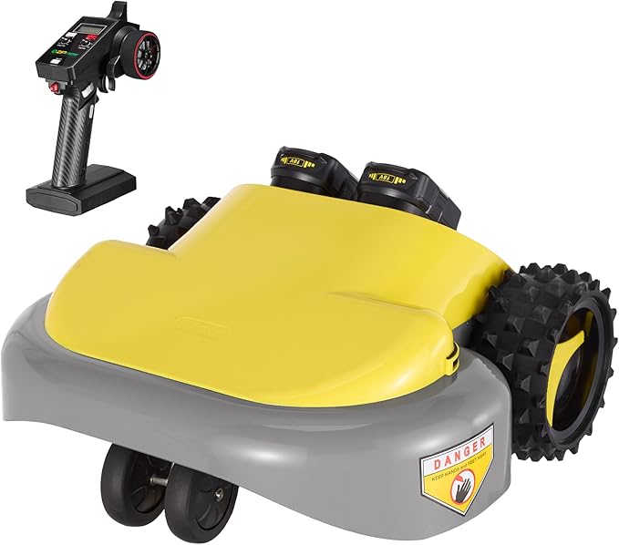 Remote Control Lawn Mower, Battery Powered Rc Lawn Mower, Cut Height 2.0"-3.0", 40% Slope, Remote Control with Adjustable Speeds, 100% Electric All-Wheel Drive