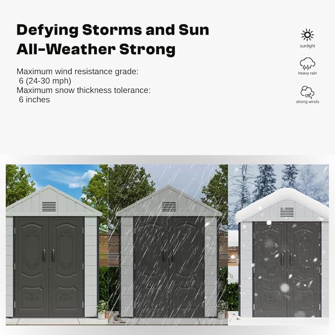 6x4 FT HDPE Resin Outdoor Storage Shed with Reinforced Floor, Injection-Molded Plastic Garden Bike Tool Shed, All-Weather Resistant, Lockable Doors & Window for Backyard Patio