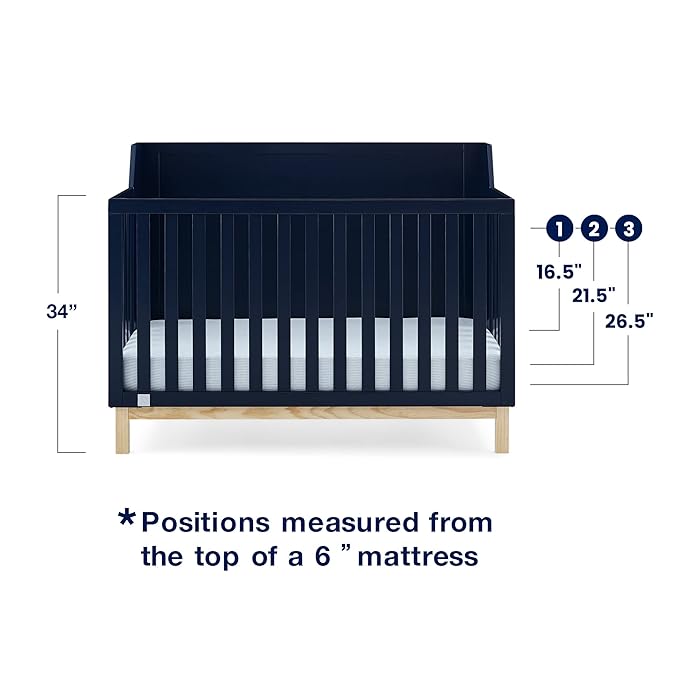 GAP babyGap Oxford 6-in-1 Convertible Crib - Greenguard Gold Certified, Navy/Natural, 1 Unit