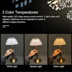 LED Cordless Table Lamp Mushroom Desk Lamp, USB Rechargeable LED Table Lamp with Touch Control Dimmable 3 Light Colors Bedside Lamp Reading Lamp for Bars Restaurants Coffee Shop