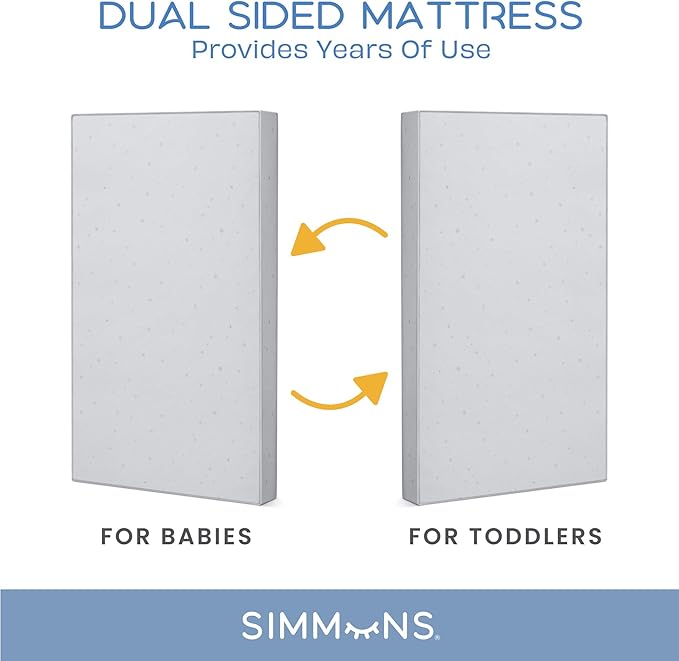 Delta Children Cassie 4-in-1 Convertible Crib with Underdrawer, Lilac + Simmons Kids Silver Nights Dual Sided 2-Stage Baby Crib Mattress (Bundle)